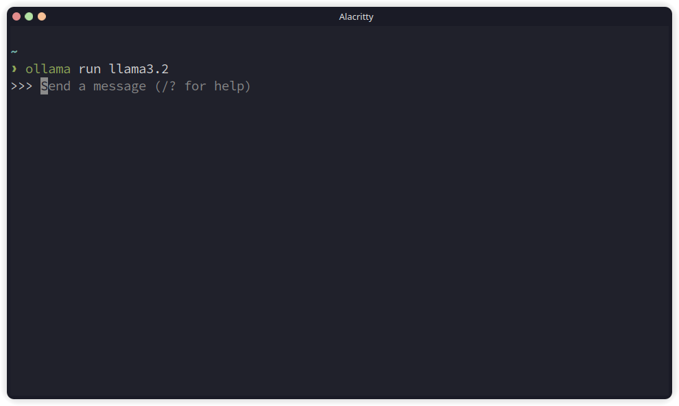 The prompt you see in a terminal when running an Ollama model. Ollama prompt in a terminal